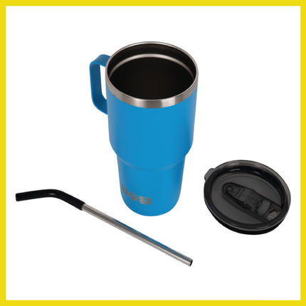 BOB THE COOLER CO - 30oz "The Big Sipper" Heavy Duty Double Wall Vacuum Insulated Tumbler with Straw and Handle, Made of Stainless Steel, Great for Travel, Beach, & More