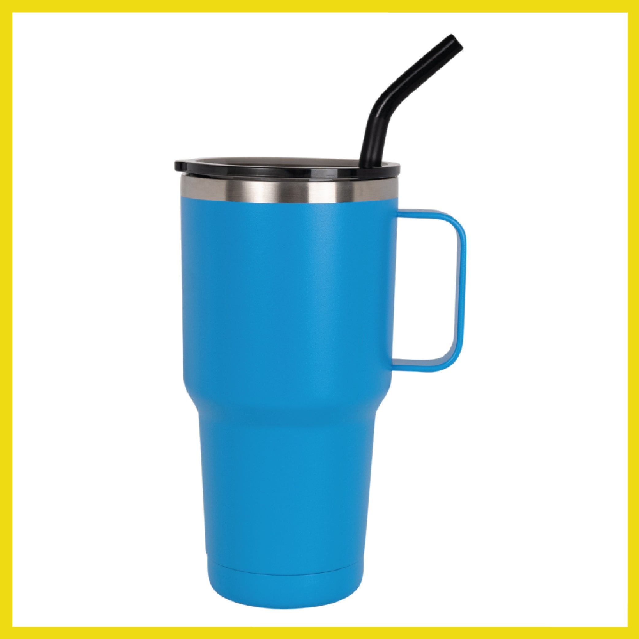 BOB THE COOLER CO - 30oz "The Big Sipper" Heavy Duty Double Wall Vacuum Insulated Tumbler with Straw and Handle, Made of Stainless Steel, Great for Travel, Beach, & More