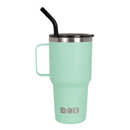 BOB THE COOLER CO - 30oz "The Big Sipper" Heavy Duty Double Wall Vacuum Insulated Tumbler with Straw and Handle, Made of Stainless Steel, Great for Travel, Beach, & More