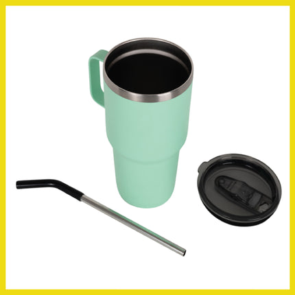 BOB THE COOLER CO - 30oz "The Big Sipper" Heavy Duty Double Wall Vacuum Insulated Tumbler with Straw and Handle, Made of Stainless Steel, Great for Travel, Beach, & More