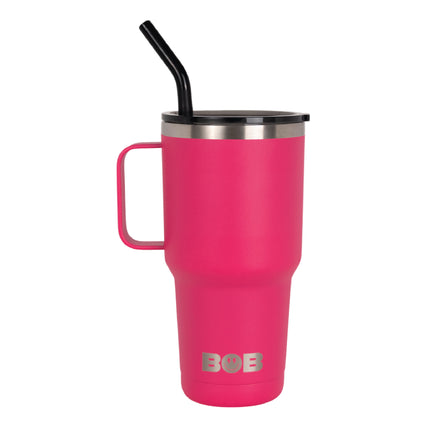 BOB THE COOLER CO - 30oz "The Big Sipper" Heavy Duty Double Wall Vacuum Insulated Tumbler with Straw and Handle, Made of Stainless Steel, Great for Travel, Beach, & More