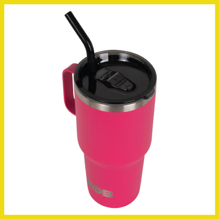 BOB THE COOLER CO - 30oz "The Big Sipper" Heavy Duty Double Wall Vacuum Insulated Tumbler with Straw and Handle, Made of Stainless Steel, Great for Travel, Beach, & More