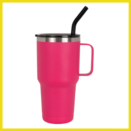 BOB THE COOLER CO - 30oz "The Big Sipper" Heavy Duty Double Wall Vacuum Insulated Tumbler with Straw and Handle, Made of Stainless Steel, Great for Travel, Beach, & More