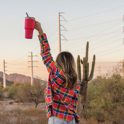 BOB THE COOLER CO - 30oz "The Big Sipper" Heavy Duty Double Wall Vacuum Insulated Tumbler with Straw and Handle, Made of Stainless Steel, Great for Travel, Beach, & More