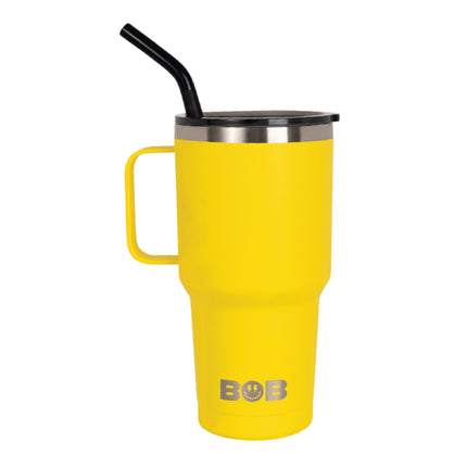 BOB THE COOLER CO - 30oz "The Big Sipper" Heavy Duty Double Wall Vacuum Insulated Tumbler with Straw and Handle, Made of Stainless Steel, Great for Travel, Beach, & More