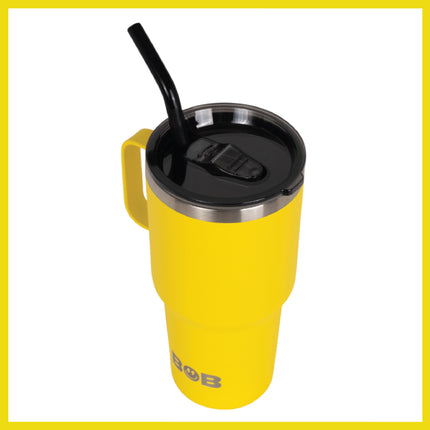 BOB THE COOLER CO - 30oz "The Big Sipper" Heavy Duty Double Wall Vacuum Insulated Tumbler with Straw and Handle, Made of Stainless Steel, Great for Travel, Beach, & More