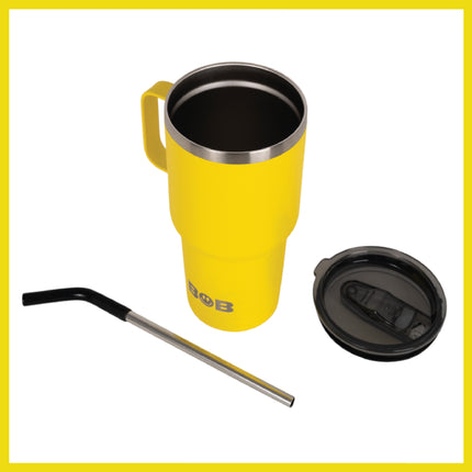 BOB THE COOLER CO - 30oz "The Big Sipper" Heavy Duty Double Wall Vacuum Insulated Tumbler with Straw and Handle, Made of Stainless Steel, Great for Travel, Beach, & More