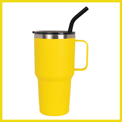 BOB THE COOLER CO - 30oz "The Big Sipper" Heavy Duty Double Wall Vacuum Insulated Tumbler with Straw and Handle, Made of Stainless Steel, Great for Travel, Beach, & More
