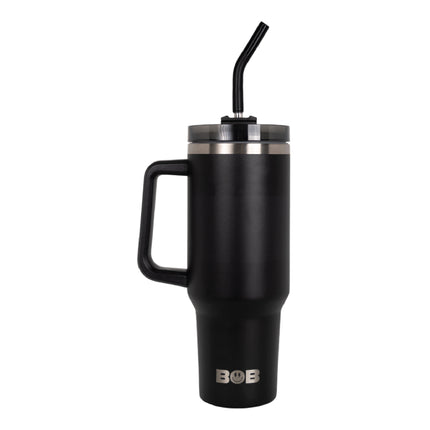 BOB THE COOLER CO - 40oz "Roadie" Heavy Duty Double Wall Vacuum Insulated Tumbler with Straw and Handle, Made of Stainless Steel, Great for Travel, Beach, & More