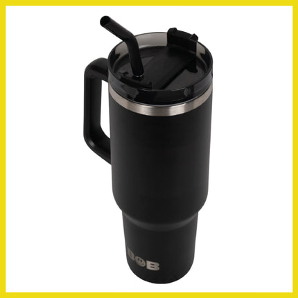 BOB THE COOLER CO - 40oz "Roadie" Heavy Duty Double Wall Vacuum Insulated Tumbler with Straw and Handle, Made of Stainless Steel, Great for Travel, Beach, & More