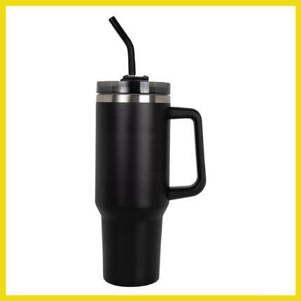 BOB THE COOLER CO - 40oz "Roadie" Heavy Duty Double Wall Vacuum Insulated Tumbler with Straw and Handle, Made of Stainless Steel, Great for Travel, Beach, & More