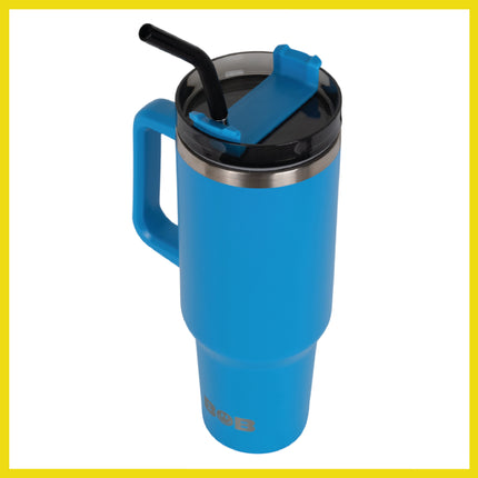 BOB THE COOLER CO - 40oz "Roadie" Heavy Duty Double Wall Vacuum Insulated Tumbler with Straw and Handle, Made of Stainless Steel, Great for Travel, Beach, & More