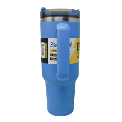 BOB THE COOLER CO - 40oz "Roadie" Heavy Duty Double Wall Vacuum Insulated Tumbler with Straw and Handle, Made of Stainless Steel, Great for Travel, Beach, & More