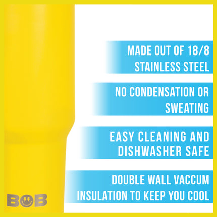 BOB THE COOLER CO - 40oz "Roadie" Heavy Duty Double Wall Vacuum Insulated Tumbler with Straw and Handle, Made of Stainless Steel, Great for Travel, Beach, & More