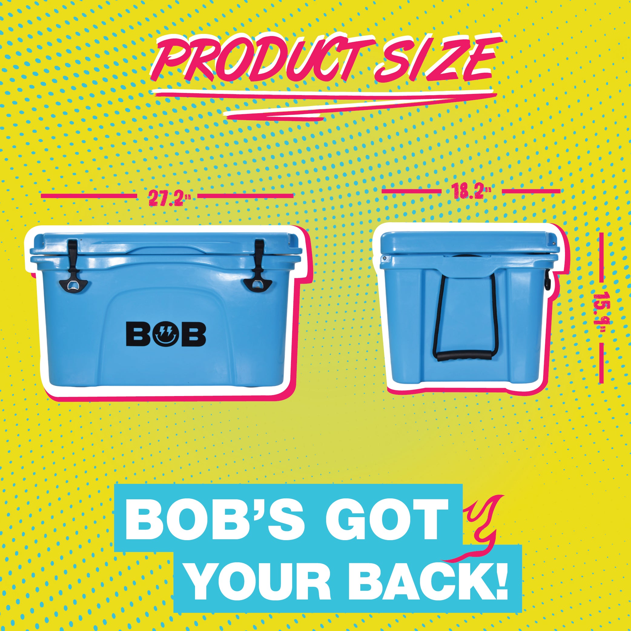 BOB THE COOLER CO 50QT "The El Amigo" Leak-Proof Hard Cooler with Heavy Duty Handle & Built In Lid Latching Bottle Openers - Fits 60 12oz Cans for the Beach, Camping, Tailgating, Sports, & More