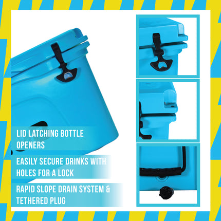 BOB THE COOLER CO 50QT "The El Amigo" Leak-Proof Hard Cooler with Heavy Duty Handle & Built In Lid Latching Bottle Openers - Fits 60 12oz Cans for the Beach, Camping, Tailgating, Sports, & More