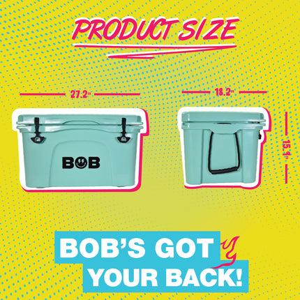 BOB THE COOLER CO 50QT "The El Amigo" Leak-Proof Hard Cooler with Heavy Duty Handle & Built In Lid Latching Bottle Openers - Fits 60 12oz Cans for the Beach, Camping, Tailgating, Sports, & More