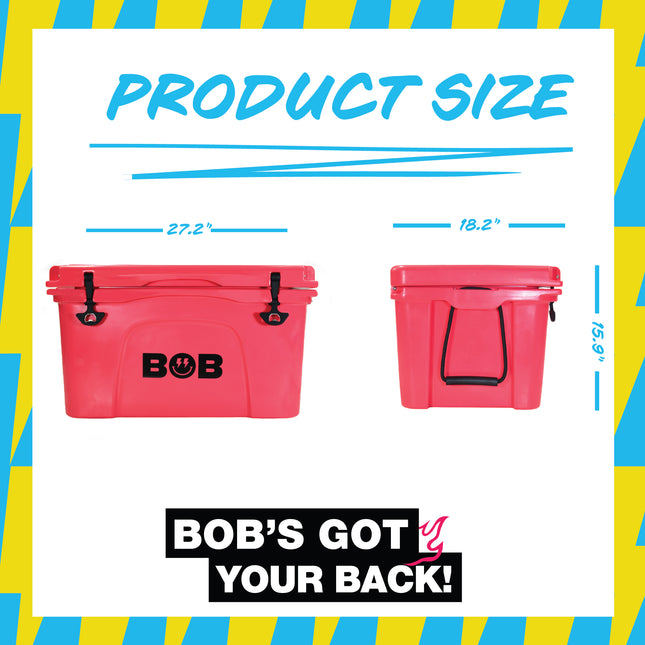 BOB THE COOLER CO 50QT "The El Amigo" Leak-Proof Hard Cooler with Heavy Duty Handle & Built In Lid Latching Bottle Openers - Fits 60 12oz Cans for the Beach, Camping, Tailgating, Sports, & More