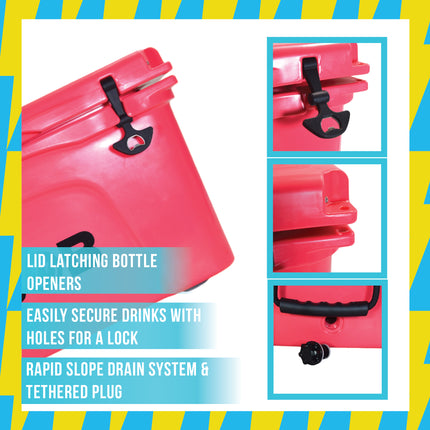 BOB THE COOLER CO 50QT "The El Amigo" Leak-Proof Hard Cooler with Heavy Duty Handle & Built In Lid Latching Bottle Openers - Fits 60 12oz Cans for the Beach, Camping, Tailgating, Sports, & More