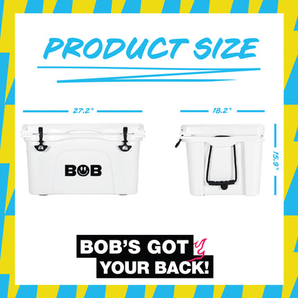 BOB THE COOLER CO 50QT "The El Amigo" Leak-Proof Hard Cooler with Heavy Duty Handle & Built In Lid Latching Bottle Openers - Fits 60 12oz Cans for the Beach, Camping, Tailgating, Sports, & More