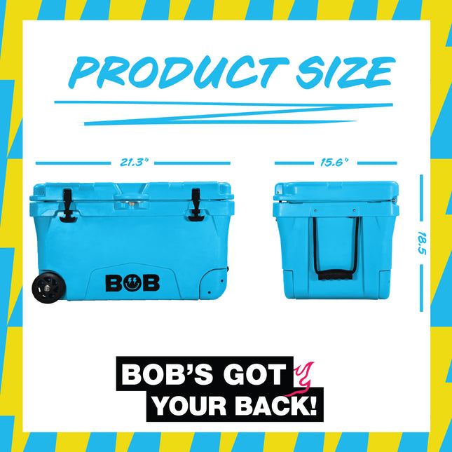 BOB THE COOLER CO 75QT "The BFF" Leak-Proof Hard Cooler with Heavy Duty Handle & Built In Lid Latching Bottle Openers - Fits 117 12oz Cans for the Beach, Camping, Tailgating, Sports, & More