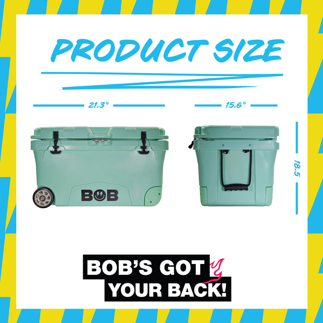 BOB THE COOLER CO 75QT "The BFF" Leak-Proof Hard Cooler with Heavy Duty Handle & Built In Lid Latching Bottle Openers - Fits 117 12oz Cans for the Beach, Camping, Tailgating, Sports, & More
