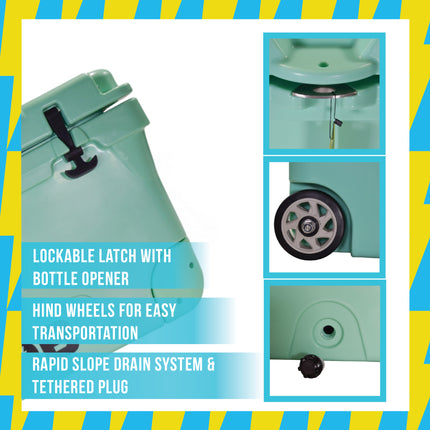 BOB THE COOLER CO 75QT "The BFF" Leak-Proof Hard Cooler with Heavy Duty Handle & Built In Lid Latching Bottle Openers - Fits 117 12oz Cans for the Beach, Camping, Tailgating, Sports, & More