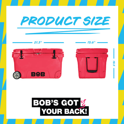 BOB THE COOLER CO 75QT "The BFF" Leak-Proof Hard Cooler with Heavy Duty Handle & Built In Lid Latching Bottle Openers - Fits 117 12oz Cans for the Beach, Camping, Tailgating, Sports, & More