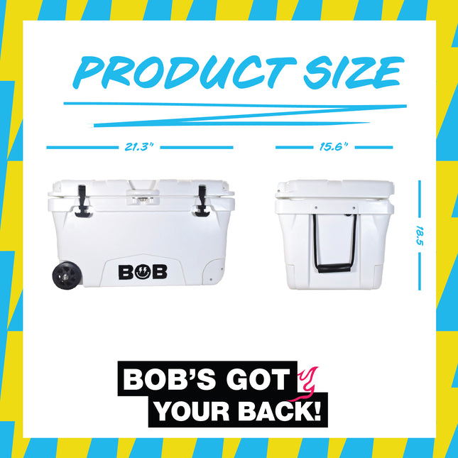 BOB THE COOLER CO 75QT "The BFF" Leak-Proof Hard Cooler with Heavy Duty Handle & Built In Lid Latching Bottle Openers - Fits 117 12oz Cans for the Beach, Camping, Tailgating, Sports, & More
