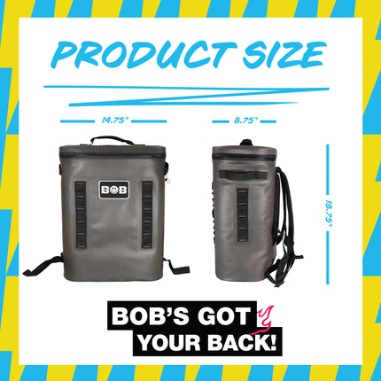 BOB THE COOLER CO - 25L "The BRO" Insulated Backpack Cooler Leak Proof & Great for Picnic, Sports, Beach, & More Fits 30 12oz Cans