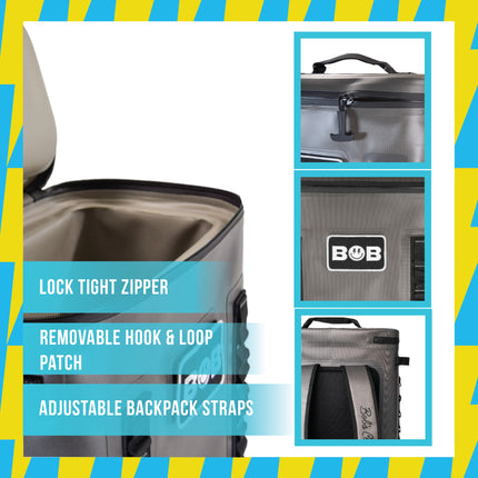 BOB THE COOLER CO - 25L "The BRO" Insulated Backpack Cooler Leak Proof & Great for Picnic, Sports, Beach, & More Fits 30 12oz Cans