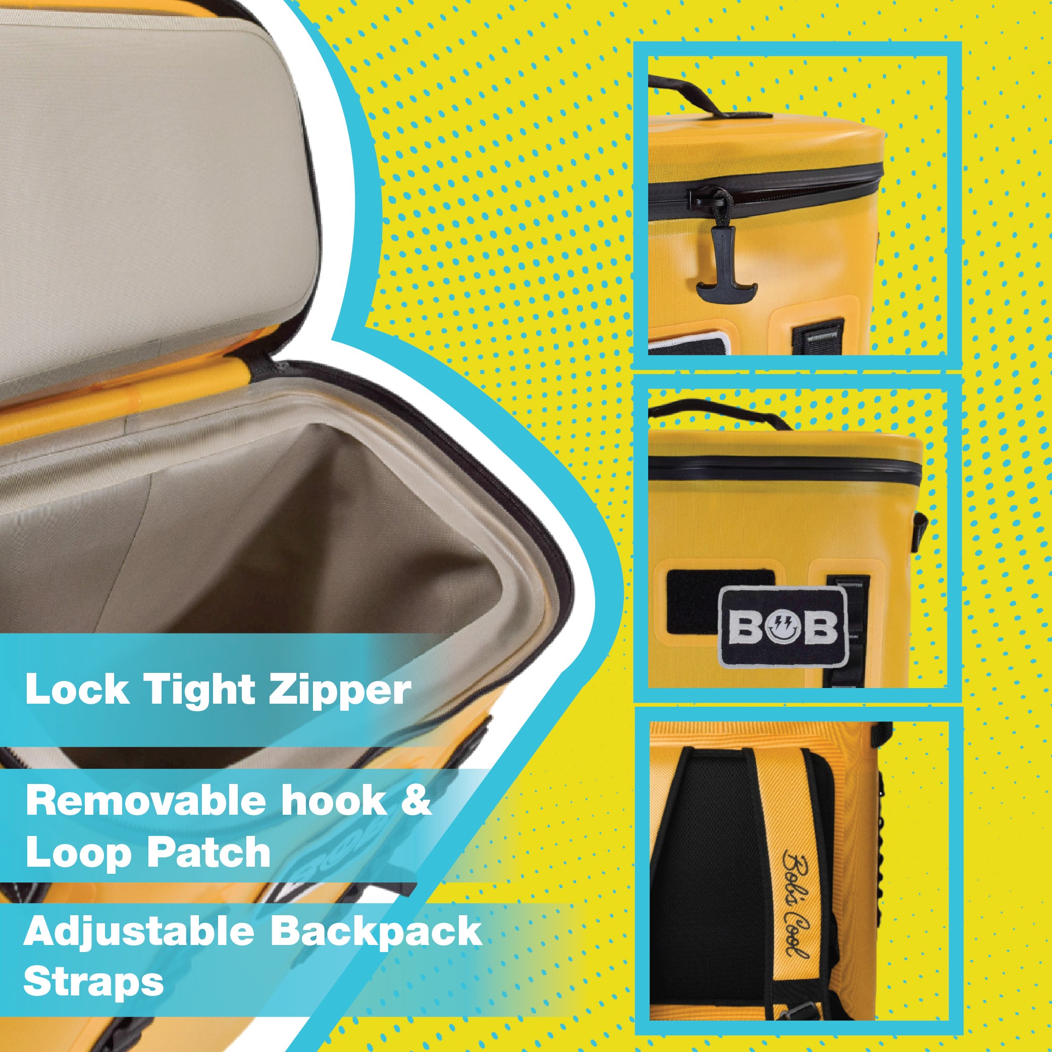 BOB THE COOLER CO - 25L "The BRO" Insulated Backpack Cooler Leak Proof & Great for Picnic, Sports, Beach, & More Fits 30 12oz Cans