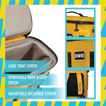 BOB THE COOLER CO - 25L "The BRO" Insulated Backpack Cooler Leak Proof & Great for Picnic, Sports, Beach, & More Fits 30 12oz Cans