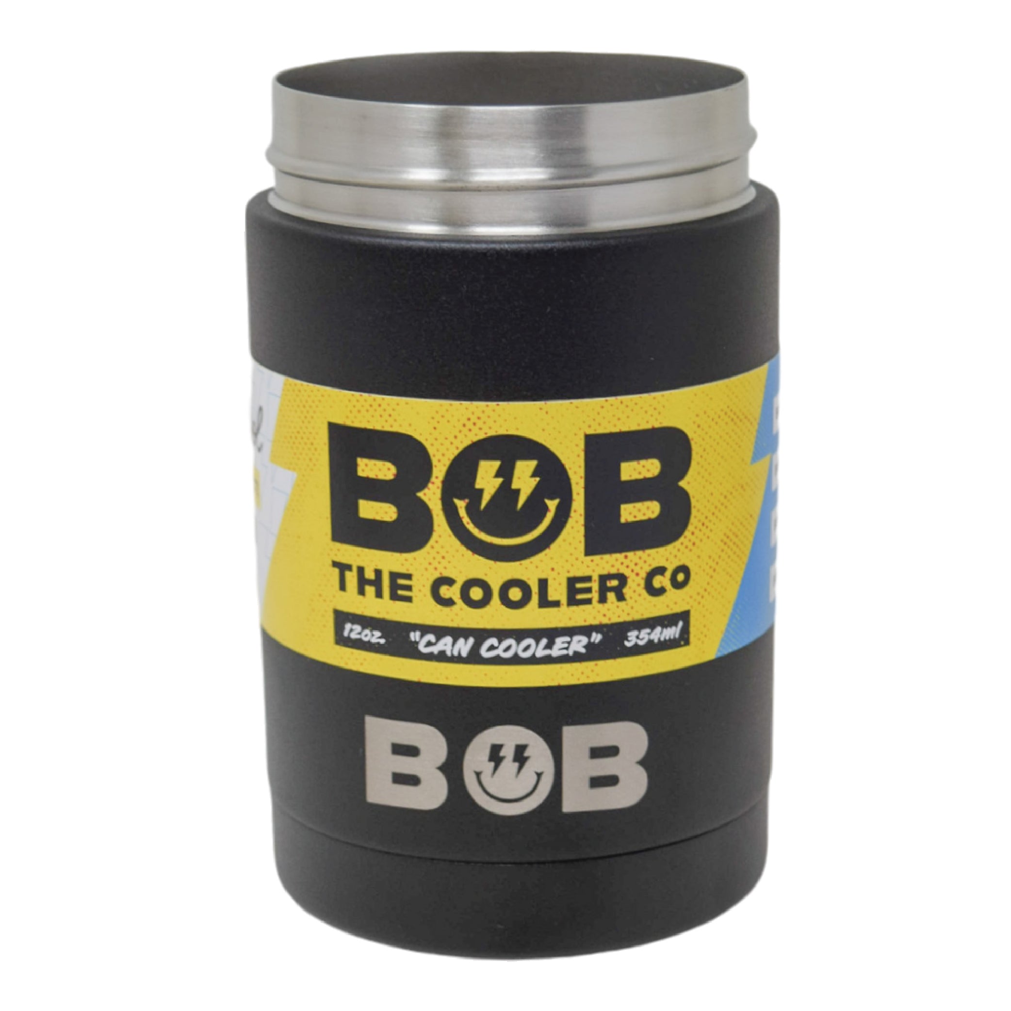 BOB THE COOLER CO - 12oz "Bob's Chillin" Short Double Wall Vacuum Insulated Can Cooler, Stainless Steel Can Cooler for Camping, Beverages, Drink, Beer, Beach & More