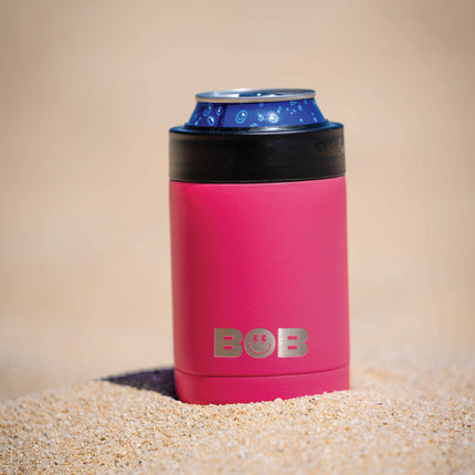BOB THE COOLER CO - 12oz "Bob's Chillin" Short Double Wall Vacuum Insulated Can Cooler, Stainless Steel Can Cooler for Camping, Beverages, Drink, Beer, Beach & More