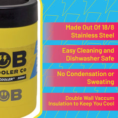 BOB THE COOLER CO - 12oz "Bob's Chillin" Short Double Wall Vacuum Insulated Can Cooler, Stainless Steel Can Cooler for Camping, Beverages, Drink, Beer, Beach & More