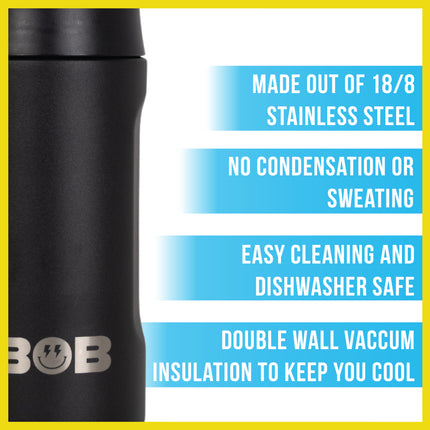 BOB THE COOLER CO - 12oz "Bob's Chillin" Double Wall Vacuum Insulated Slim Can Cooler, Stainless Steel Can Cooler for Camping Beverages, Drink, Beer, Beach & More