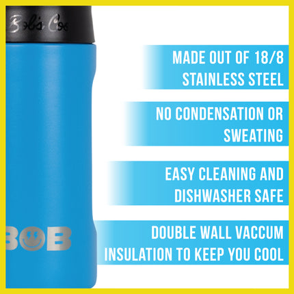 BOB THE COOLER CO - 12oz "Bob's Chillin" Double Wall Vacuum Insulated Slim Can Cooler, Stainless Steel Can Cooler for Camping Beverages, Drink, Beer, Beach & More