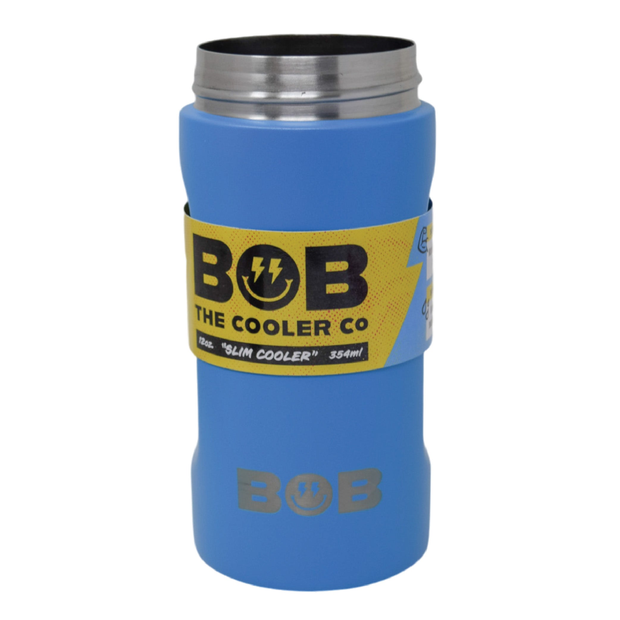 BOB THE COOLER CO - 12oz "Bob's Chillin" Double Wall Vacuum Insulated Slim Can Cooler, Stainless Steel Can Cooler for Camping Beverages, Drink, Beer, Beach & More