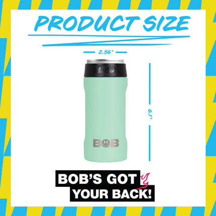 BOB THE COOLER CO - 12oz "Bob's Chillin" Double Wall Vacuum Insulated Slim Can Cooler, Stainless Steel Can Cooler for Camping Beverages, Drink, Beer, Beach & More