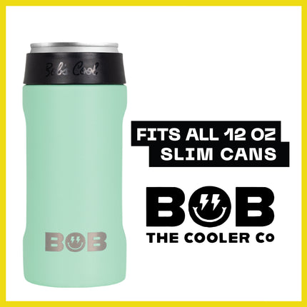BOB THE COOLER CO - 12oz "Bob's Chillin" Double Wall Vacuum Insulated Slim Can Cooler, Stainless Steel Can Cooler for Camping Beverages, Drink, Beer, Beach & More