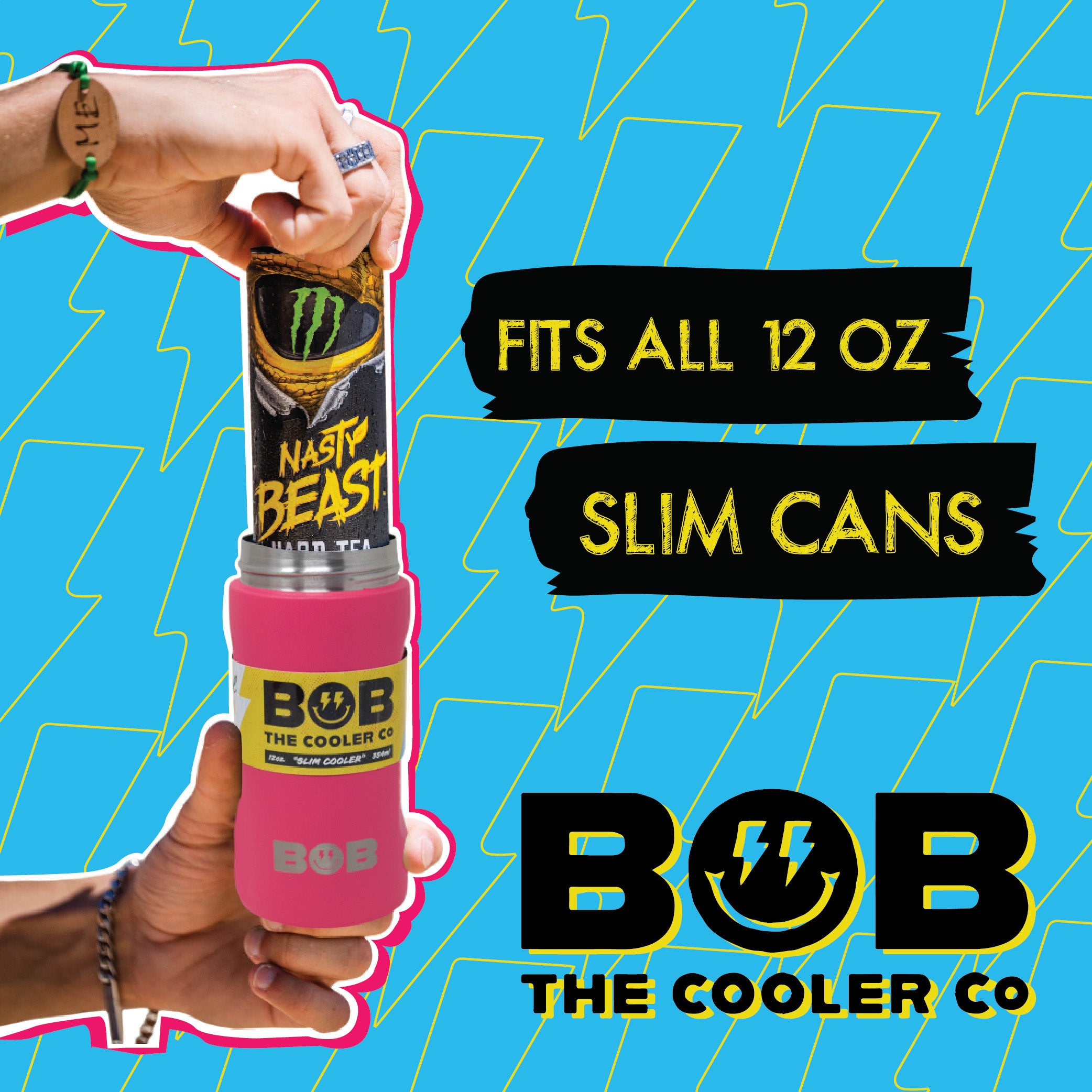 BOB THE COOLER CO - 12oz "Bob's Chillin" Double Wall Vacuum Insulated Slim Can Cooler, Stainless Steel Can Cooler for Camping Beverages, Drink, Beer, Beach & More