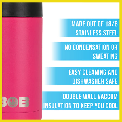 BOB THE COOLER CO - 16oz "Bob's Chillin" Standard Double Wall Vacuum Insulated Can Cooler, Stainless Steel Can Cooler for Camping, Beverages, Drink, Beer, Beach & More