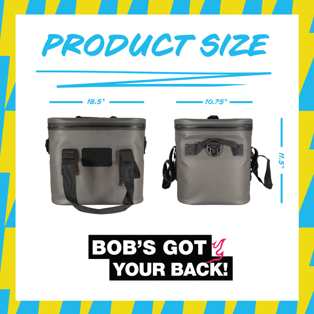 BOB THE COOLER CO - 14L "Sidekick" Portable Leak Proof Hopper Flip Soft Cooler for Lunch, Drink, Beverage, Camping, Travel, Picnic, Beach & More Fits 20 12oz Cans