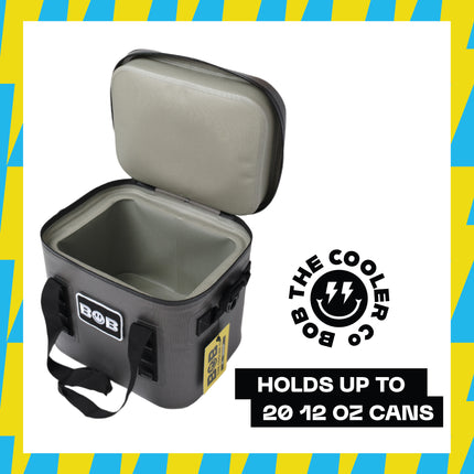 BOB THE COOLER CO - 14L "Sidekick" Portable Leak Proof Hopper Flip Soft Cooler for Lunch, Drink, Beverage, Camping, Travel, Picnic, Beach & More Fits 20 12oz Cans