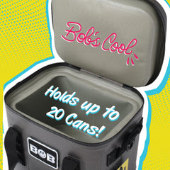 BOB THE COOLER CO - 14L "Sidekick" Portable Leak Proof Hopper Flip Soft Cooler for Lunch, Drink, Beverage, Camping, Travel, Picnic, Beach & More Fits 20 12oz Cans