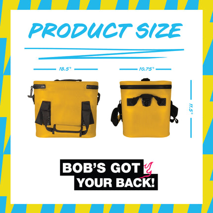 BOB THE COOLER CO - 14L "Sidekick" Portable Leak Proof Hopper Flip Soft Cooler for Lunch, Drink, Beverage, Camping, Travel, Picnic, Beach & More Fits 20 12oz Cans