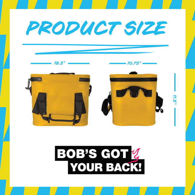 BOB THE COOLER CO - 14L "Sidekick" Portable Leak Proof Hopper Flip Soft Cooler for Lunch, Drink, Beverage, Camping, Travel, Picnic, Beach & More Fits 20 12oz Cans