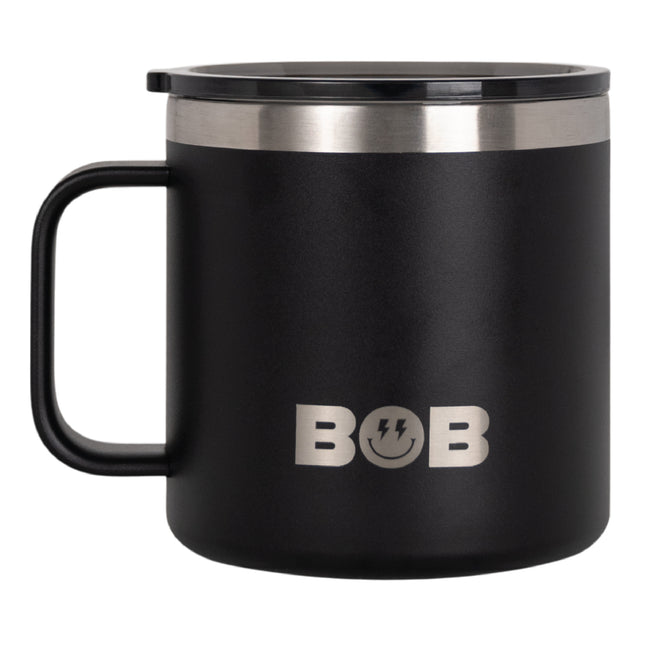 BOB THE COOLER CO - 14oz "Bob's Mug" Stainless Steel Double Wall Vacuum Insulated Coffee Mug with Lid and Handle - Top-Rack Dishwasher Safe