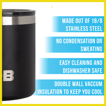 BOB THE COOLER CO - 14oz "Bob's Mug" Stainless Steel Double Wall Vacuum Insulated Coffee Mug with Lid and Handle - Top-Rack Dishwasher Safe